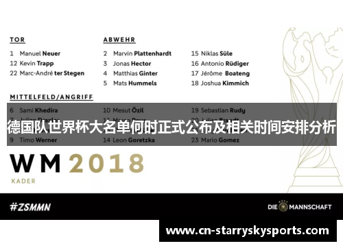 德国队世界杯大名单何时正式公布及相关时间安排分析